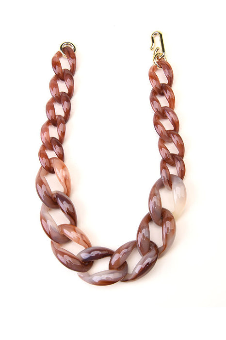 Collier en résine tressée, marron, 50 cm
