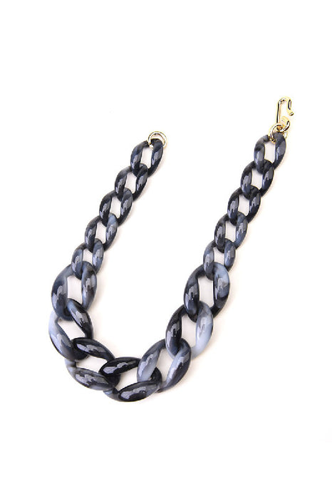 Collier en résine tressée, noir/gris, 50 cm