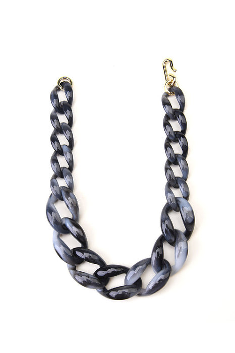 Collier en résine tressée, noir/gris, 50 cm