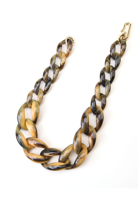 Collier en résine tressée, jaune/noir, 50 cm