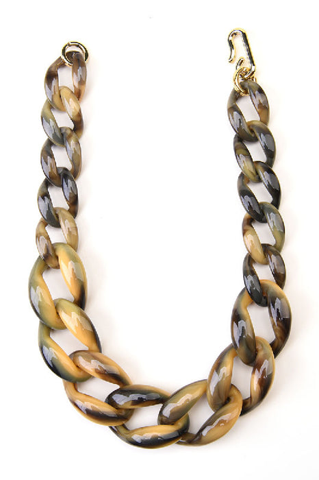 Collier en résine tressée, jaune/noir, 50 cm