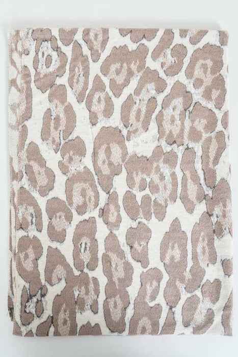 Écharpe viscose/laine imprimé animalier camel/noir 65x185cm