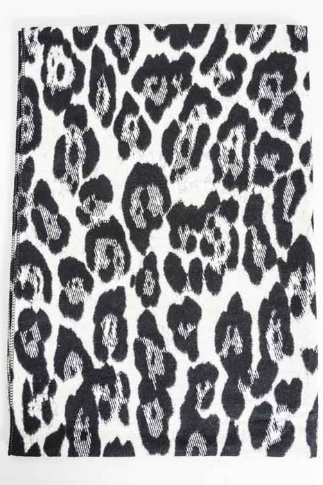 Scarf viscose/wool animal print beige/black 65x185cm