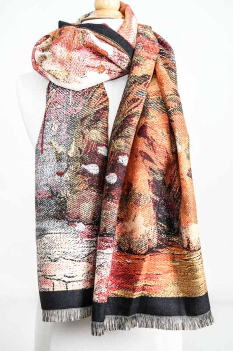 Écharpe viscose/laine motifs animaux assortis 65x185cm