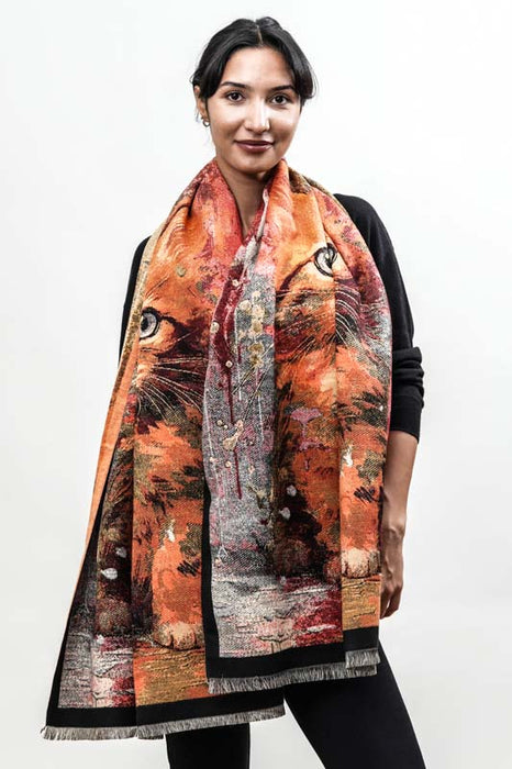 Écharpe viscose/laine motifs animaux assortis 65x185cm