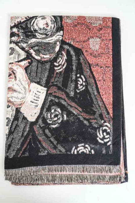 Écharpe viscose/laine motifs animaux assortis 65x185cm