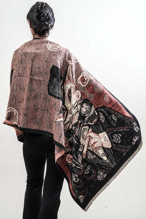 Écharpe viscose/laine motifs animaux assortis 65x185cm