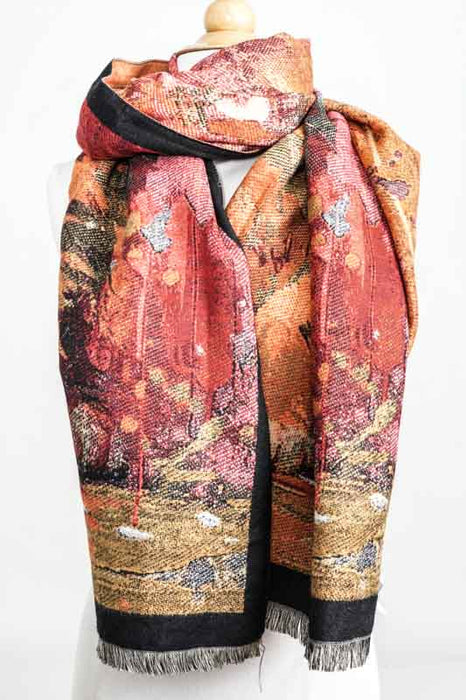 Écharpe viscose/laine motifs animaux assortis 65x185cm