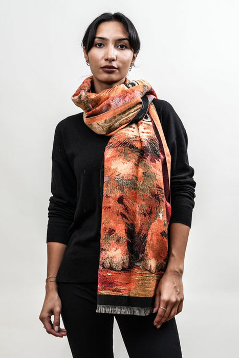 Écharpe viscose/laine motifs animaux assortis 65x185cm