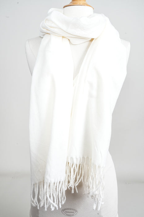 Écharpe viscose/laine blanc cassé 80x185cm