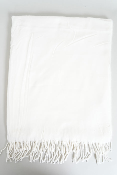 Écharpe viscose/laine blanc cassé 80x185cm