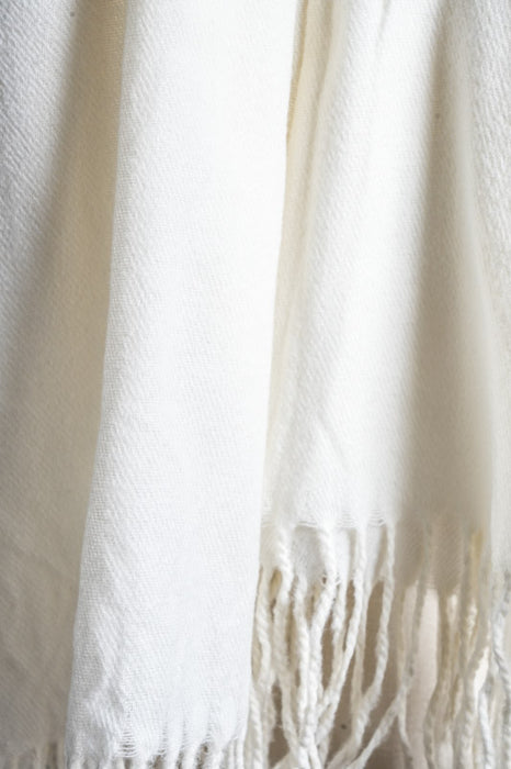 Écharpe viscose/laine blanc cassé 80x185cm