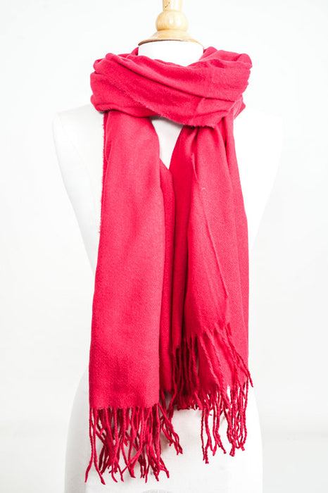 Écharpe viscose/laine rouge 80x185cm