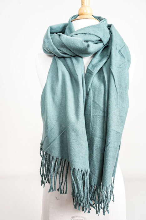 Écharpe viscose/laine vert mousse 80x185cm