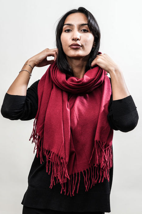 Scarf viscose/wool fire red 80x185cm