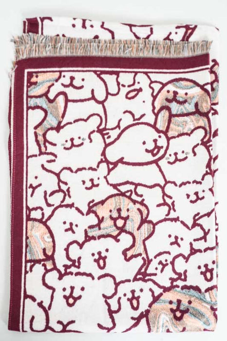 Écharpe viscose/laine chiens beige/rouge foncé/multicolore 65x180cm