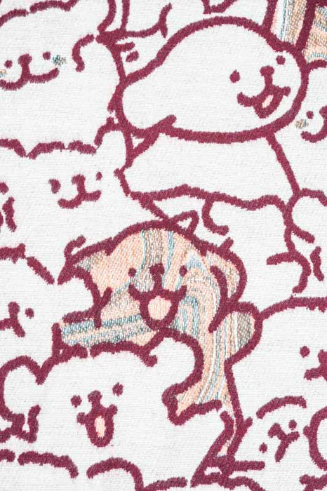 Écharpe viscose/laine chiens beige/rouge foncé/multicolore 65x180cm