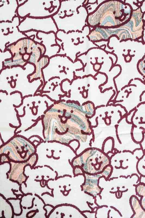 Écharpe viscose/laine chiens beige/rouge foncé/multicolore 65x180cm