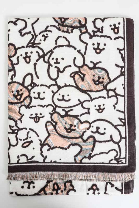 Écharpe viscose/laine chiens beige/marron/multicolore 65x180cm