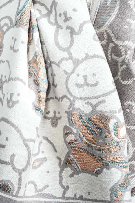 Écharpe viscose/laine chiens beige/gris/multicolore 65x180cm