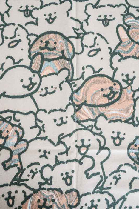 Écharpe viscose/laine chiens marron/olive/multicolore 65x180cm