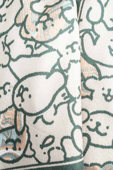 Écharpe viscose/laine chiens marron/olive/multicolore 65x180cm