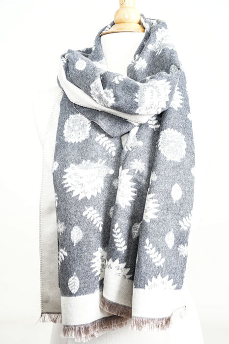 Schal Viskose/Wolle Igel dunkelgrau/beige 65x180cm