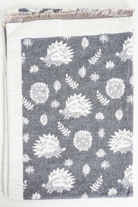 Schal Viskose/Wolle Igel dunkelgrau/beige 65x180cm