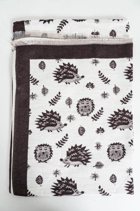 Scarf viscose/wool hedgehog beige/brown 65x180cm