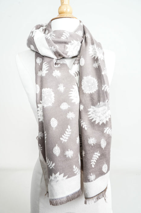 Schal Viskose/Wolle Igel beige/grau 65x180cm