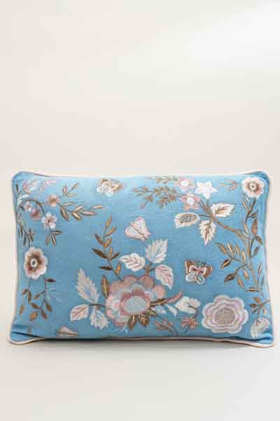 Decorative Cushion Cotton Embroidered Floral Pattern 35x50cm