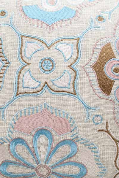 Decorative cushion, coconut-cotton, embroidered floral pattern with tassel, 35x50cm
