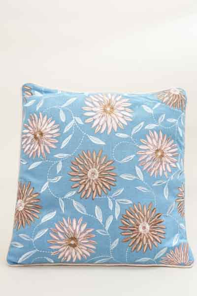 Decorative Pillow Coconut-Cotton Sateen Embroidery Flowers 50x50cm