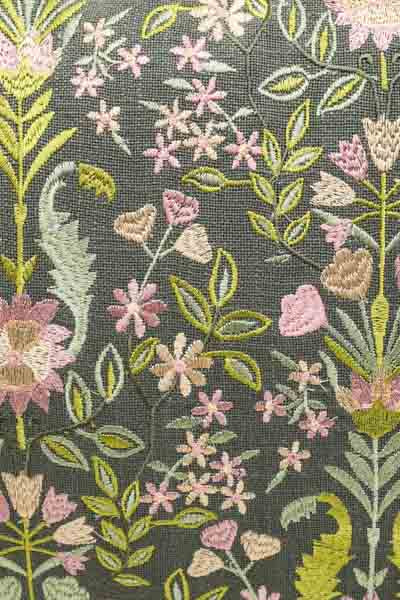 Decorative cushion coconut-cotton embroidered floral pattern with pompom 35x50cm