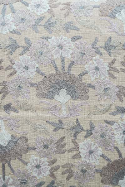Decorative cushion coconut-cotton embroidered flowers with pompom 50x50cm