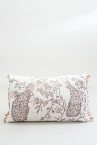 Embroidered Peacock Decorative Cushion Coconut-Cotton 30x50cm