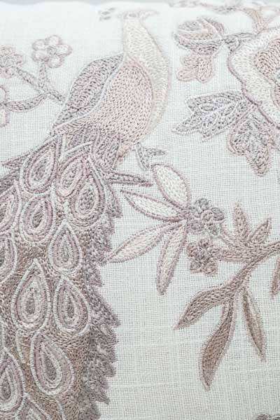 Embroidered Peacock Decorative Cushion Coconut-Cotton 30x50cm