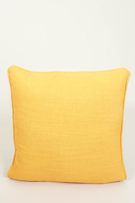 Decorative Pillow, cotton, embroidered woman's face, yellow/black/multicolor, 50x50cm