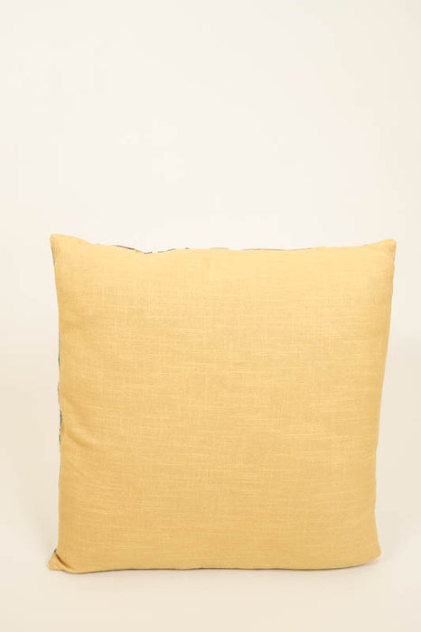 Coussin décoratif coton brodé Léopard jaune/vert/multicolore 50x50cm