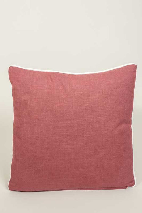 Embroidered Cotton Throw Pillow, 2 Birds, Brown/Turquoise, 50x50cm