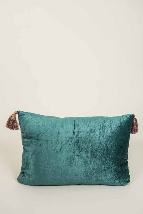 Coussin décoratif en viscose brodé Dragon vert foncé/multicolore 35x50cm