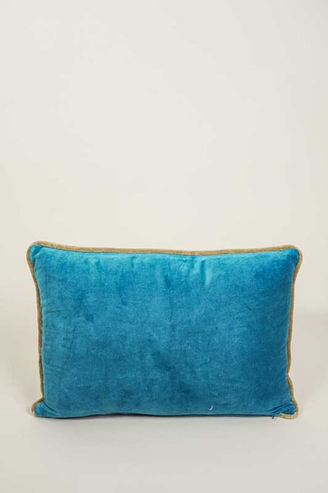 Coussin décoratif coton brodé fleurs multicolores pétrole/multicolore 35x50cm