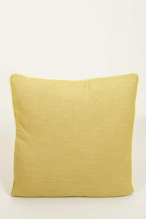 Decorative cushion, cotton, embroidered, wildflower meadow, ochre/red/light blue, 50x50cm