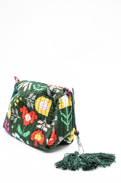 Cosmetic bag 10x8.75cm, dark green, multicolor