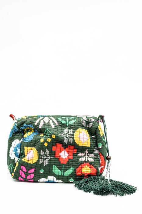 Cosmetic bag 10x8.75cm, dark green, multicolor