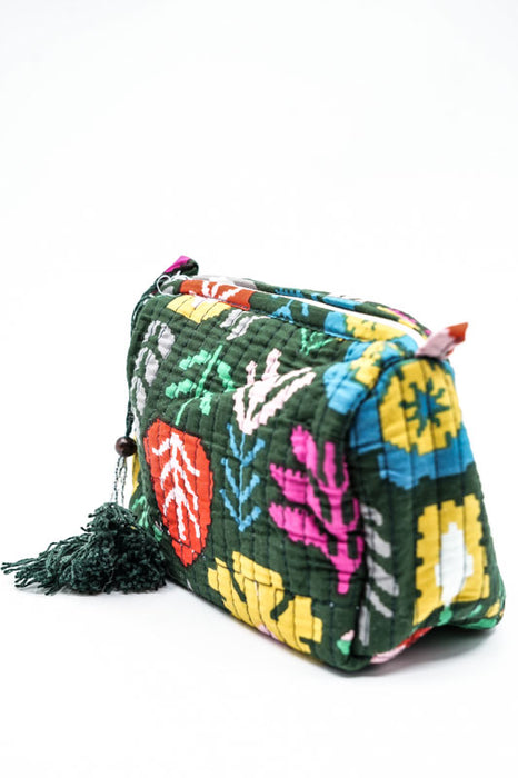 Cosmetic bag 10x8.75cm, dark green, multicolor