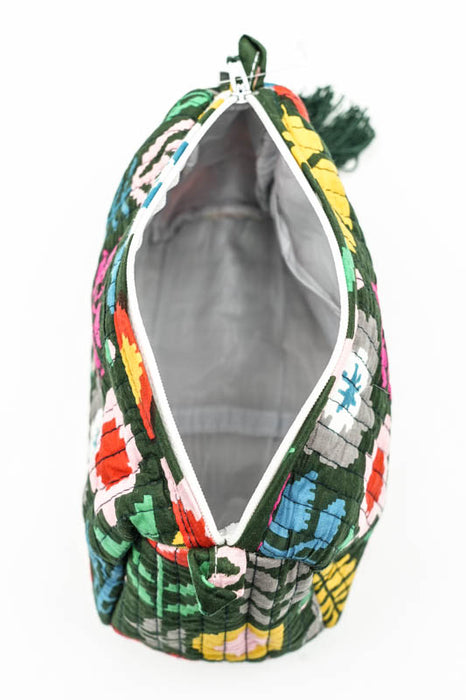 Cosmetic bag 12.5x10 cm, dark green, multicolor