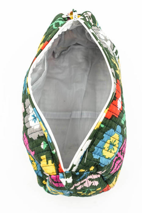 Cosmetic bag 13.75x11.25 cm, dark green, multicolor