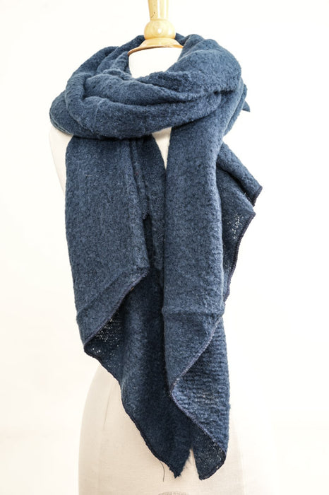 Écharpe laine/viscose marine 60x200 cm