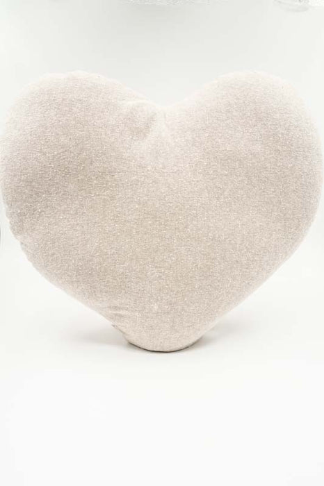 Decorative Cushion Cotton Heart-shaped Pink with Floral Embroidery 45x45cm